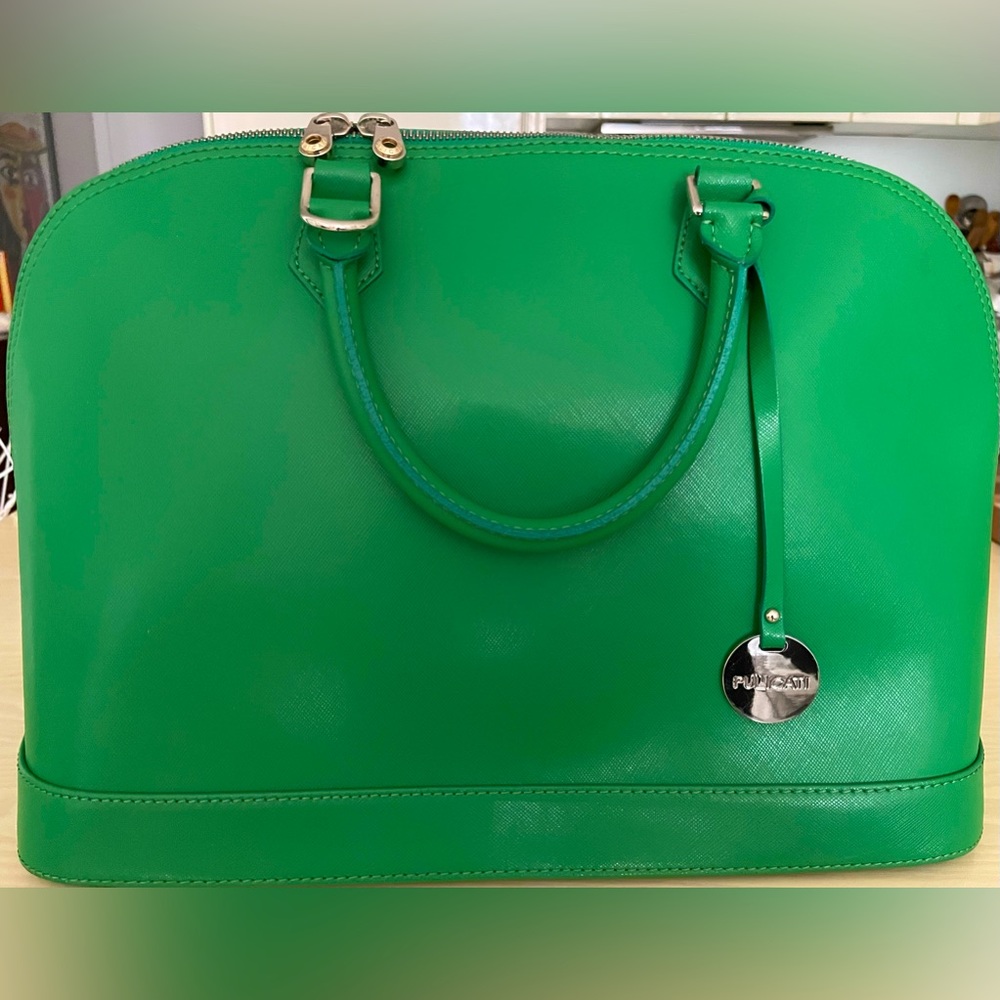 Green Pulicati Genuine Italian Leather Satchel Bag
